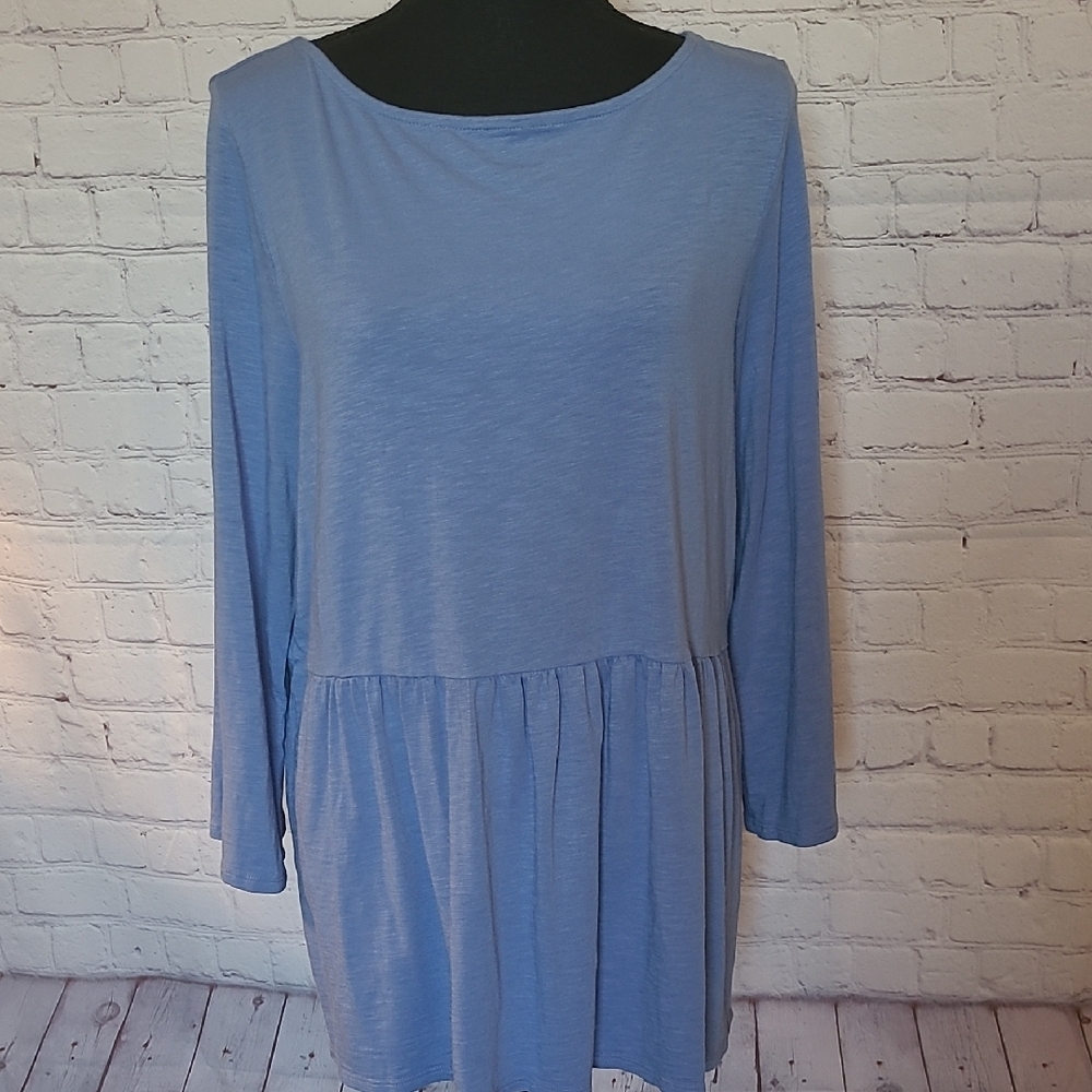 J Jill Long Sleeve Size Large Blue Babydoll Tunic